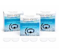 Calabria Hydrotac Dive OPTX - Lenti bifocali adesive per maschere subacquee e maschere subacquee, attivate dall'acqua, lettori riutilizzabili, trasparenti, confezione da 3 (3 paia - 6 lenti), diametro