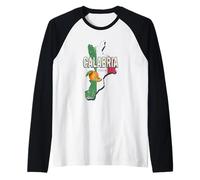 Calabria Italia Retro Regione Mappa Vintage Souvenir Maglia con Maniche Raglan