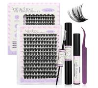 CALAILIS Extension per ciglia, 144 pezzi, ricciolo D, fai da te, ciglia singole, Mega Volume e riutilizzabili Wispy Cluster Lashes Super Thin Band e morbide comfotable tutto il giorno (M02KIT)