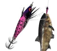Calamari Jig Ventre Tondo Luminoso E Realistico Con Amo | Esche Artificiali Per La Pesca In Acqua Salata per Pesca di Branzino, Trota, Polpo, in Torrenti, Laghi, Fiumi, Bacini e da