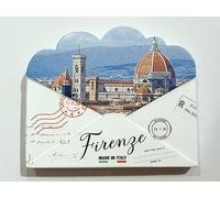 Calamita a forma di busta con vista sul Duomo di Firenze, Magnete Souvenir da Collezione Made in Italy, in Materiale ceramico Ecologico di Alta qualità, Dimensioni 7 x 6 cm, Spessore 7 mm