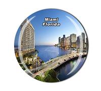 Calamita da frigorifero 3D Miami Florida USA Souvenir di cristallo di vetro magnete viaggio souvenir collezione regalo casa cucina decorazione