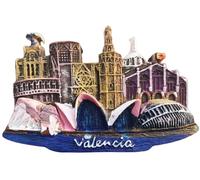 Calamita da frigorifero 3D Valencia Spagna, souvenir da viaggio, decorazione per frigorifero, decorazione dipinta a mano in resina artigianale