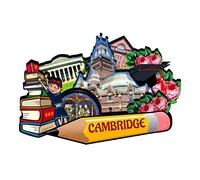 Calamita da frigorifero Cambridge Massachusetts Magnete in legno Souvenir d'arte collezione creativa fatta a mano viaggi casa ufficio regali paesaggio frigorifero Decor USA-546