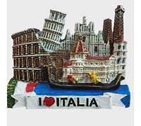 Calamita da frigorifero con 6 attrazioni d'Italia con souvenir in 3D include Venezia, Torre pendente di Pisa, Firenze, Colosseo, Duomo di Milano, Siena, decorazione per casa e cucina magnetica