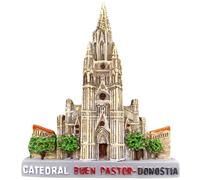 Calamita da frigorifero con cattedrale di Buen Pastor San Sebastian Spagna, souvenir turistico, decorazione per la casa creativa dipinta a mano artigianale