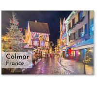 Calamita da frigorifero con design 2 della città vecchia di Colmar, Alsazia, Francia