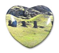 Calamita da frigorifero con isola di Pasqua del Cile, adesivi decorativi da viaggio, souvenir a forma di cuore