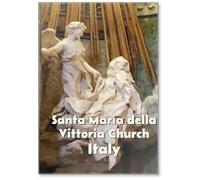 Calamita da frigorifero con scritta in inglese "L'estasi di Santa Teresa d'Avila Bernini" nella chiesa di Santa Maria della Vittoria a Roma