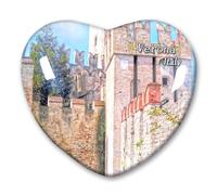 Calamita da frigorifero con scritta in lingua inglese "Verona", in vetro, a forma di cuore, souvenir decorativo