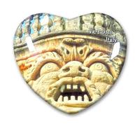 Calamita da frigorifero con scritta in lingua inglese "Verona", in vetro, a forma di cuore, souvenir decorativo