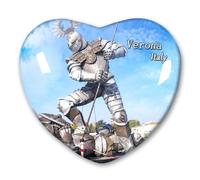 Calamita da frigorifero con scritta in lingua inglese "Verona", in vetro, a forma di cuore, souvenir decorativo