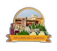 Calamita da frigorifero in legno 3D Bassano Del Grappa Veneto Italia, souvenir da collezione, decorazione fatta a mano -3572