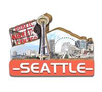 Calamita da frigorifero in legno 3D con simbolo di Seattle, decorazione da collezione realizzata a mano