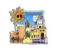 Calamita da frigorifero in legno 3D di Santo Domingo, Repubblica Dominicana, souvenir da collezione, decorazione fatta a mano