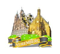 Calamita da frigorifero in legno con simbolo della Germania Norimberga, 3D, souvenir da collezione, decorazione fatta a mano -220