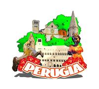 Calamita da frigorifero in legno con simbolo dell'Italia Perugia, 3D, souvenir da collezione, decorazione fatta a mano -353