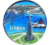 Calamita da frigorifero Lisbona, souvenir turistico, decorazione 3D dipinta a mano