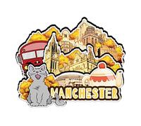 Calamita da frigorifero Manchester UK, in legno, souvenir artistico, collezione creativa, fatta a mano, da viaggio, casa, ufficio, idea regalo, decorazione per frigorifero 655