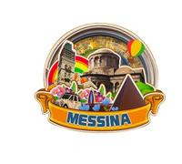 Calamita da frigorifero Messina Italia, in legno, 3D, da viaggio, da collezione, decorazione fatta a mano, 4786