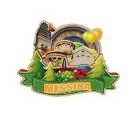 Calamita da frigorifero Messina Italia, in legno, 3D, da viaggio, da collezione, decorazione fatta a mano, 4785