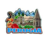 Calamita da frigorifero Perugia Italia, in legno, 3D, da viaggio, da collezione, decorazione fatta a mano, 3268