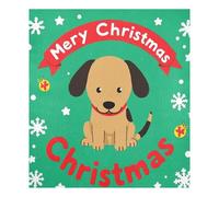 Calamita da frigorifero riutilizzabile con pupazzo di neve con cane marrone con scritta Merry Christmas, 58,4 x 66 cm