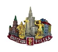 Calamita da frigorifero Varsavia Polonia, souvenir da viaggio, decorazione 3D, adesivo magnetico dipinto a mano, collezione artigianale