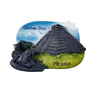 Calamita Frigorifero Messico Chichen Itza Maya - Piramide Kukulcan e Chacmool - Magnete 3D Souvenir - Decorazione Magnetica da Collezione - Idea Regalo Viaggio Collezione H22