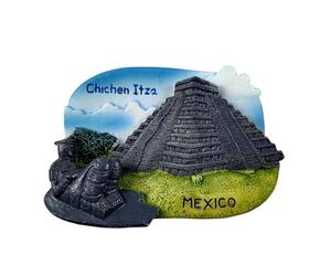 Calamita Frigorifero Messico Chichen Itza Maya - Piramide Kukulcan e Chacmool - Magnete 3D Souvenir - Decorazione Magnetica da Collezione - Idea Regalo Viaggio Collezione H22
