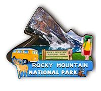 Calamita in legno 3D del Parco Nazionale delle Montagne Rocciose degli Stati Uniti Calamite da frigo da viaggio da collezione decorazioni artigianali fatte a mano-2