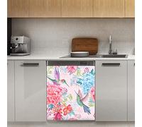 Calamita magnetica per lavastoviglie con colibrì fiori tropicali, decorazione magnetica per frigorifero, cucina, porta, 58,4 x 66 cm
