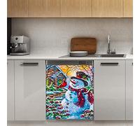Calamita magnetica per lavastoviglie con pupazzi di neve di Natale, decorazione magnetica per frigorifero, cucina, porta, adesivo magnetico, 58,4 x 66 cm