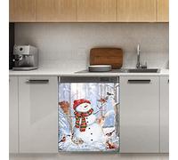 Calamita magnetica per lavastoviglie con pupazzi di neve, fiocchi di neve, magnete per frigorifero, cucina, porta, adesivo magnetico, 58,4 x 66 cm