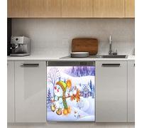 Calamita magnetica per lavastoviglie con pupazzo di neve di Natale, decorazione magnetica per frigorifero, cucina, porta, 58,4 x 66 cm