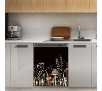 Calamita magnetica per lavastoviglie, con scritta in lingua inglese "Funghi Autunno Bacche Bugs", stampa naturale, con pannello decorativo magnetico, per frigorifero, cucina, porta, 58,4 x 66 cm