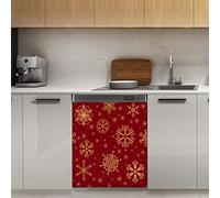Calamita magnetica per lavastoviglie di Natale, Capodanno, fiocchi di neve rossi magnetica per pannello decorativo per frigorifero, cucina, porta, adesivo magnetico, 58,4 x 66 cm
