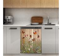 Calamita magnetica per lavastoviglie in legno con margherita primaverile, decorazione magnetica a forma di farfalla, per frigorifero, cucina, porta, 58,4 x 66 cm