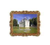 Calamita per frigorifero con castello di Azay-le-Rideau Francia 3D, souvenir da viaggio, decorazione magnetica adesiva