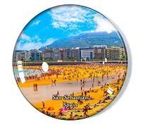 Calamita per frigorifero con scritta "San Sebastian Spagna" per frigorifero, congelatore, souvenir, decorazione, magnete adesivo in vetro