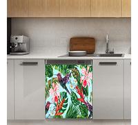Calamita per lavastoviglie a forma di colibrì floreale tropicale, decorazione magnetica a forma di fiore primaverile per frigorifero, cucina, porta, 58,4 x 66 cm