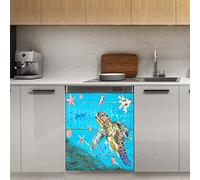 Calamita per lavastoviglie a forma di tartaruga da spiaggia, con motivo a conchiglia, con calamita per decorazione per frigorifero, cucina, porta, 58,4 x 66 cm