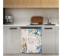 Calamita per lavastoviglie blu conchiglie da spiaggia, copertura magnetica per frigorifero, cucina, 58,4 x 66 cm