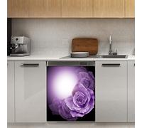 Calamita per lavastoviglie con fiori, rose viola, motivo floreale con sole magnetico, decorazione per frigorifero, cucina, porta, 58,4 x 66 cm