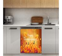 Calamita per lavastoviglie con foglie d'acero, zucca, autunno, autunno, autunno, lavastoviglie, giorno del Ringraziamento, magnete per decorazione per frigorifero, cucina, porta, 58,4 x 66 cm
