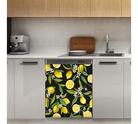Calamita per lavastoviglie con foglie di limone, giallo limone magnetico decorativo pannello magnetico Stiker per frigorifero decorazione cucina porta adesivo magnetico, 58,4 x 66 cm