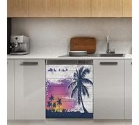 Calamita per lavastoviglie con palme da cocco sulla spiaggia, con magnete tropicale magnetico, decorazione per frigorifero, cucina, porta, 58,4 x 66 cm