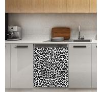 Calamita per lavastoviglie con stampa leopardata bianca, con stampa animale, magnetica, per frigorifero, cucina, porta, 58,4 x 66 cm