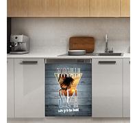 Calamita per lavastoviglie in legno da spiaggia, tropicale Hawaii Coastal Palm Tree Magnetico Decorazione Magnetica per Frigorifero, Cucina Decorazione Porta Adesivo Magnetico, 58,4 x 66 cm