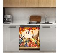 Calamita per lavastoviglie Punpkin con foglie d'acero, per il Ringraziamento Autunno Magnetico Decorazione per Frigorifero, Cucina Decorazione Porta Adesivo Magnetico, 58,4 x 66 cm